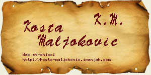 Kosta Maljoković vizit kartica